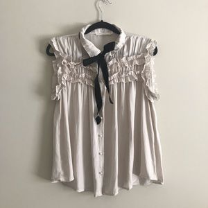 Classic ruffled button up with bow